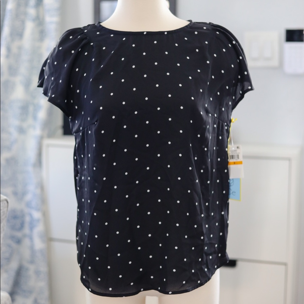 NWT CeCe Polka Dot Blouse